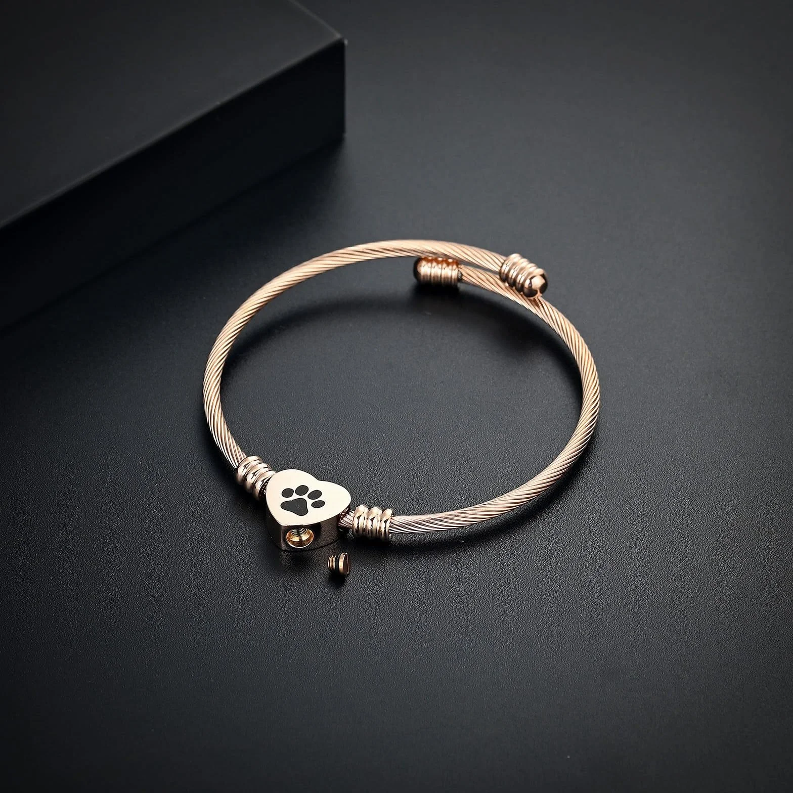 Braccialetto per ceneri, gioiello commemorativo in acciaio inox, a forma di zampa di animale domestico, a forma di cuore, urna con ciondolo a forma di urna per i propri cari, funerali,