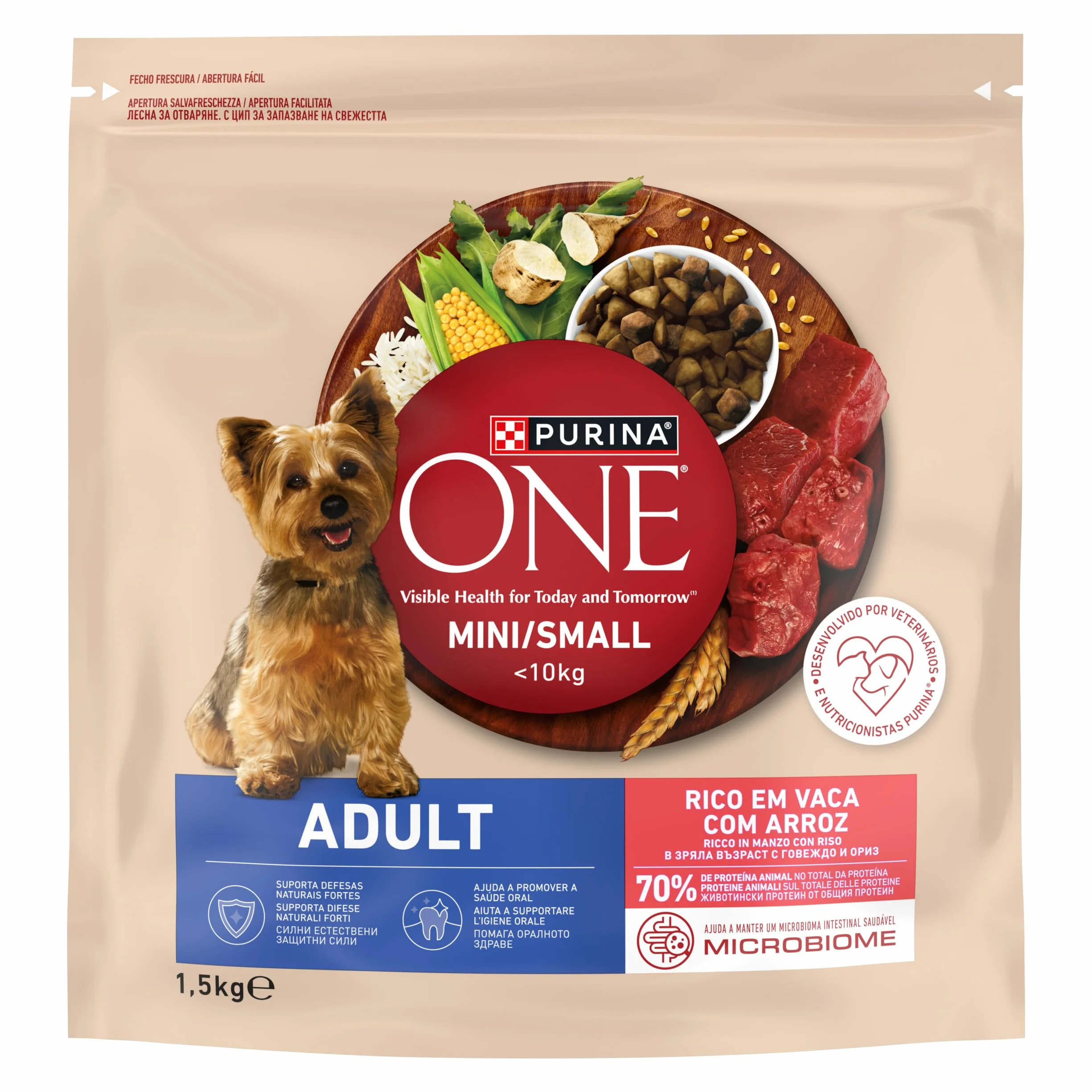 PURINA ONE Small Mini < 10kg Cibo per cani adulti con manzo e riso 1,5kg