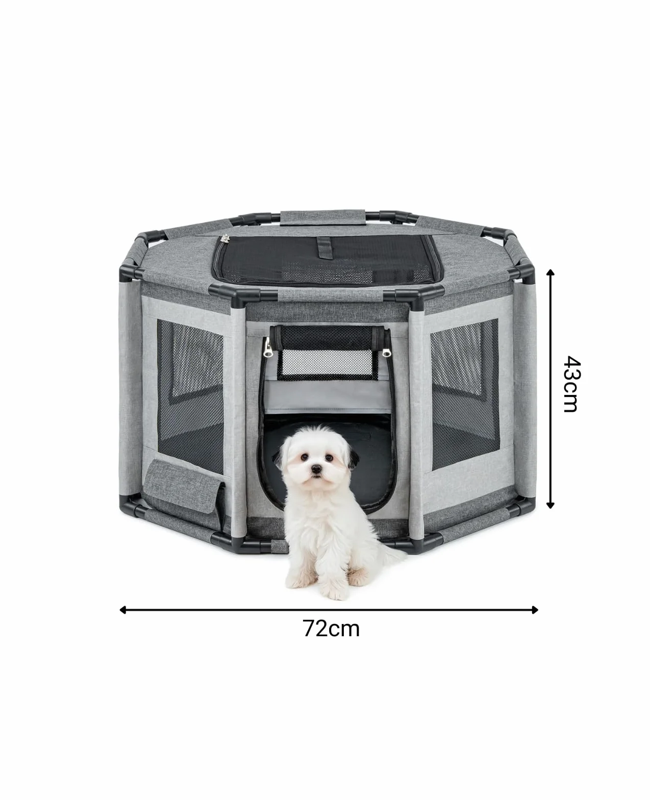 Lionto Recinto per cani in tessuto Oxford 72x72x43 cm grigio