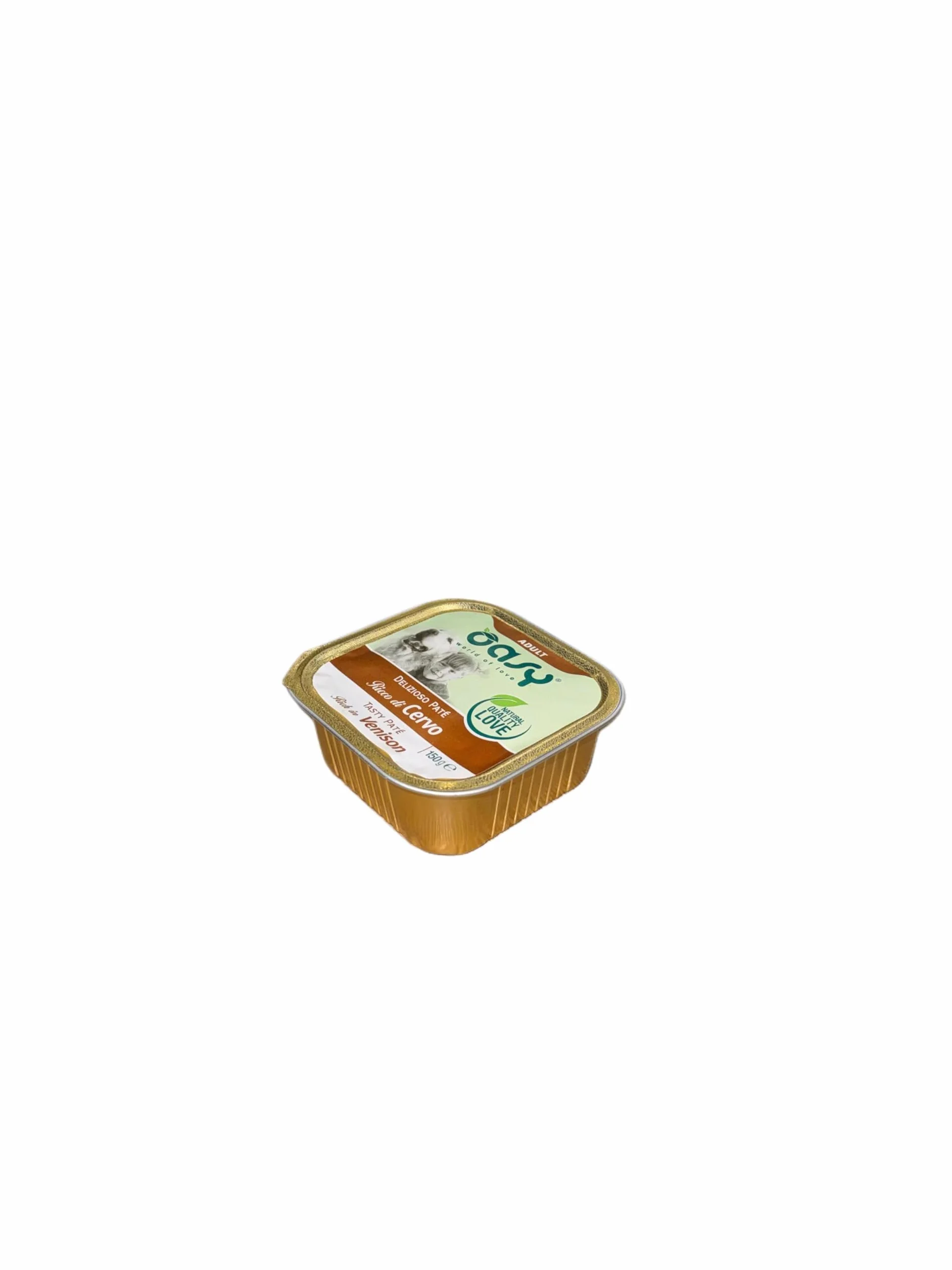 Oasy delizioso patè per cani adulti di tutte le taglie, gusto CERVO | 11 vaschette da 150 grammi l'una.