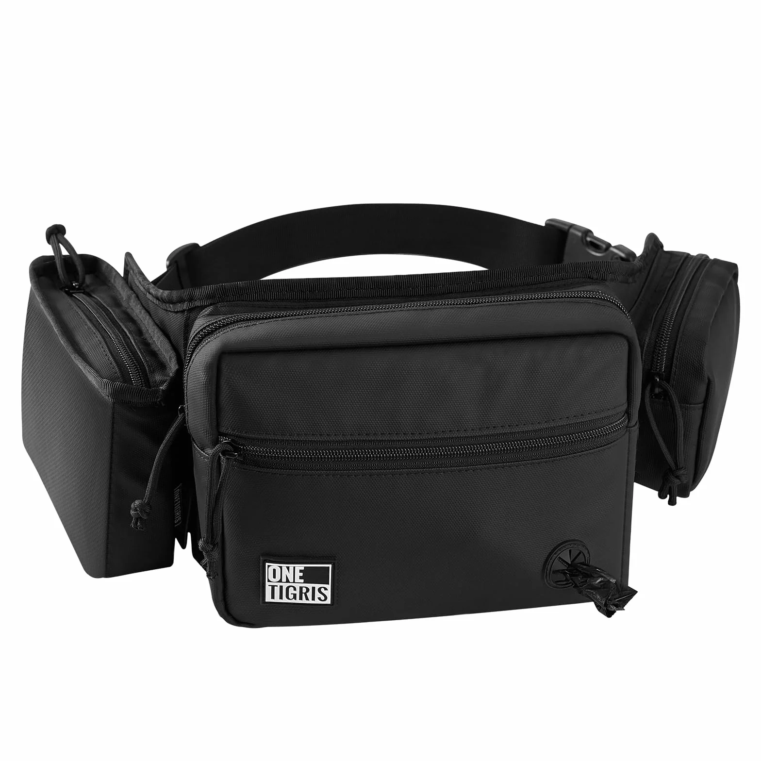 OneTigris Borsa Porta-Premi per Cani Impermeabile con Chiusura Magnetica, Porta Snack Addestramento Rimovibile con Dispenser Sacchetti Igienici, Alta capacità SnackKeeper Multifunzione, Nero