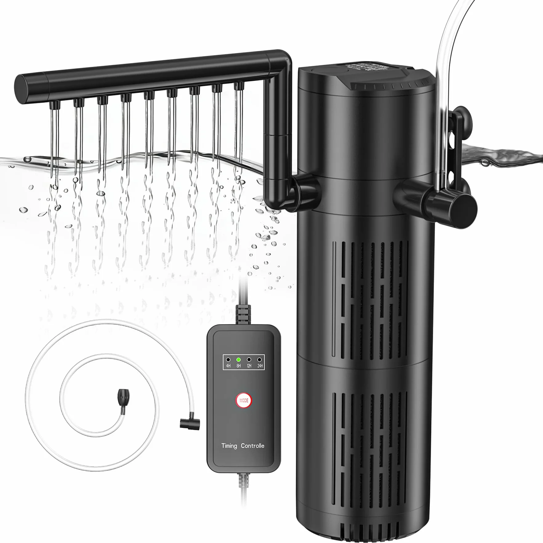 Forever Speed Filtro per Acquario con chiarificatore UVC 6W,Pompa Acquario Integrata, Filtro Interno 5 in 1 per acquari 40–100L (500L/H)