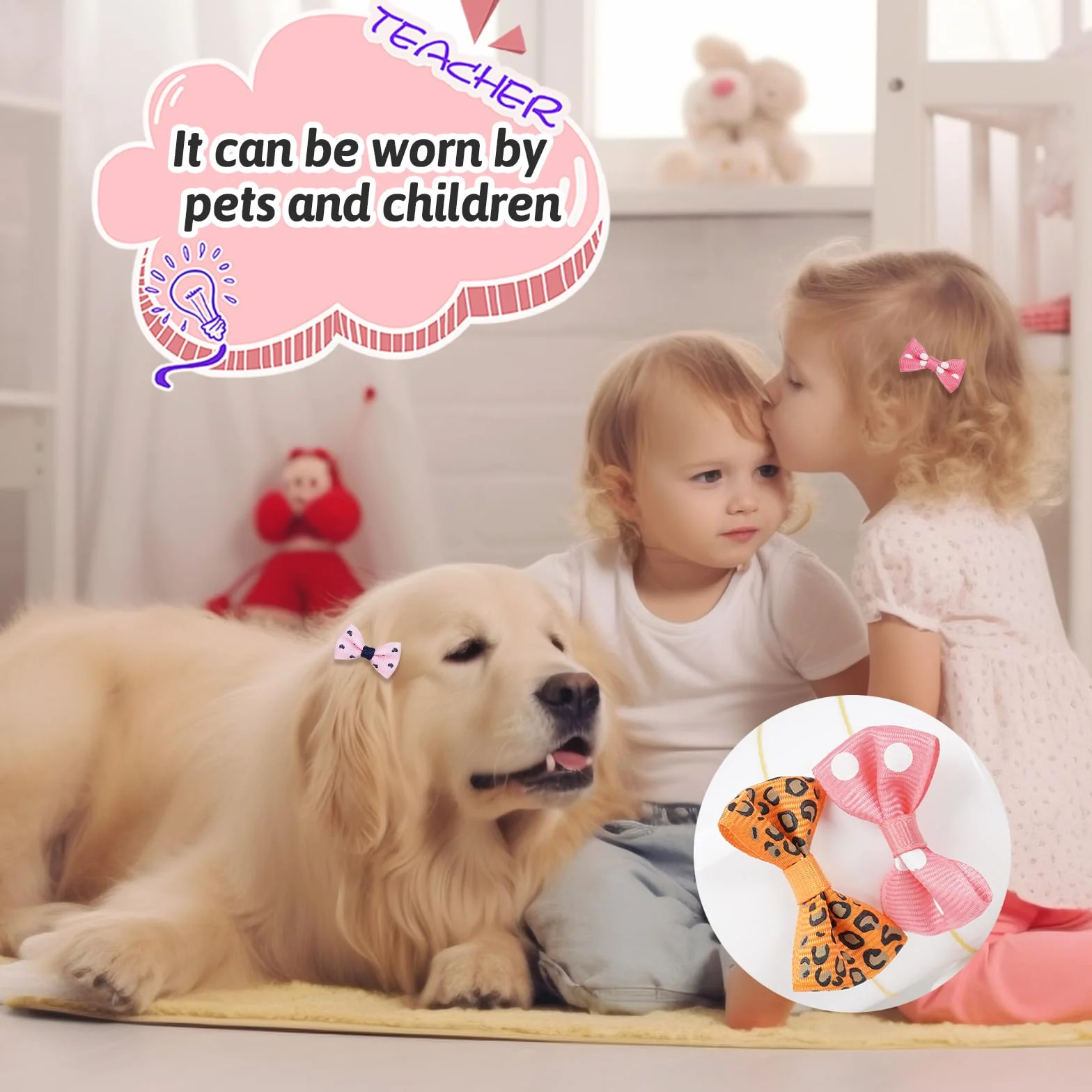 Chenkou Craft Fiocchi per capelli per cani con elastico, diversi motivi, 50 pezzi/25 paia