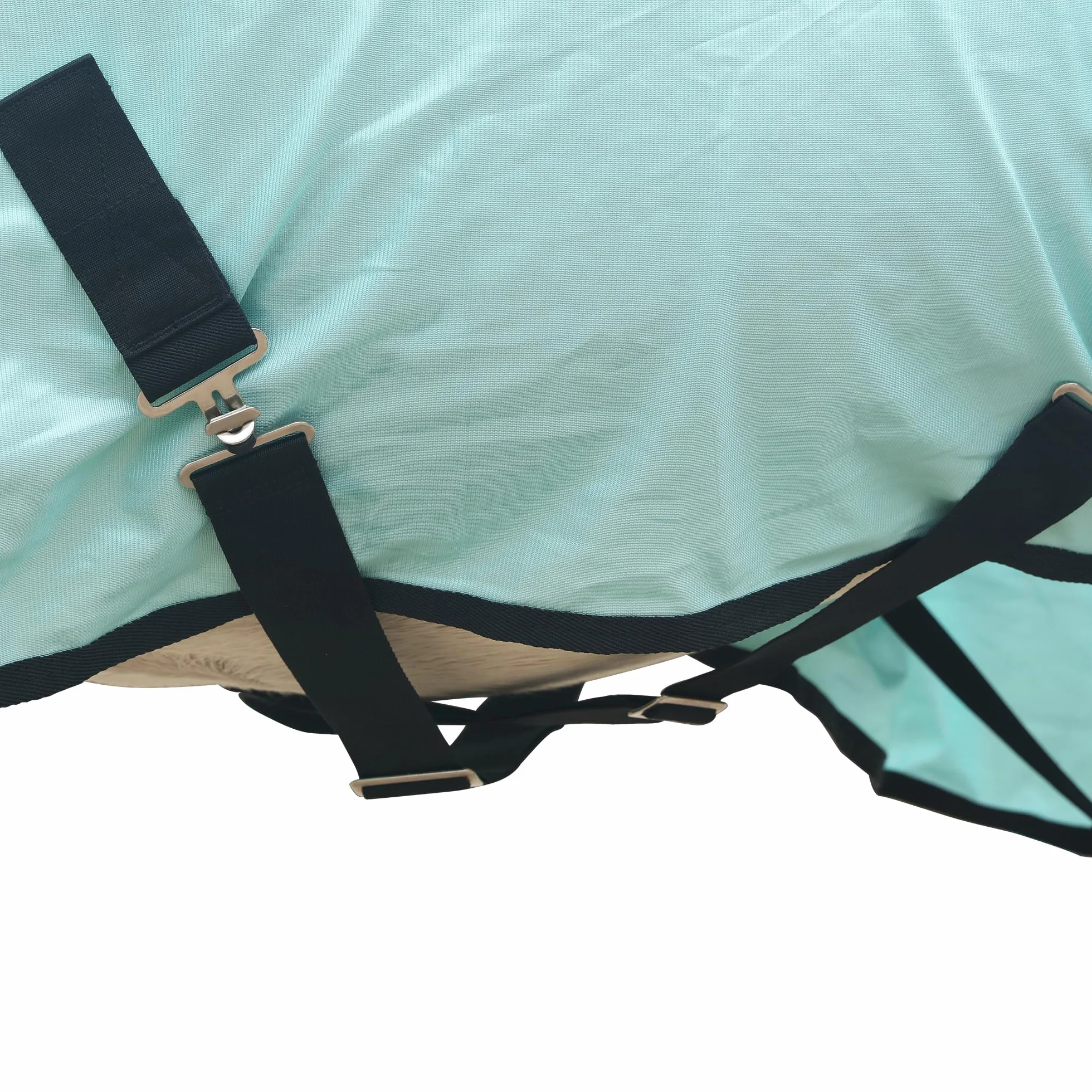 Coperta anti-insetti per cavalli, coperta estiva traspirante con protezione UV e antigraffio, con chiusura pettorale regolabile, tracolla a croce e lacci per le gambe Verde 120 cm