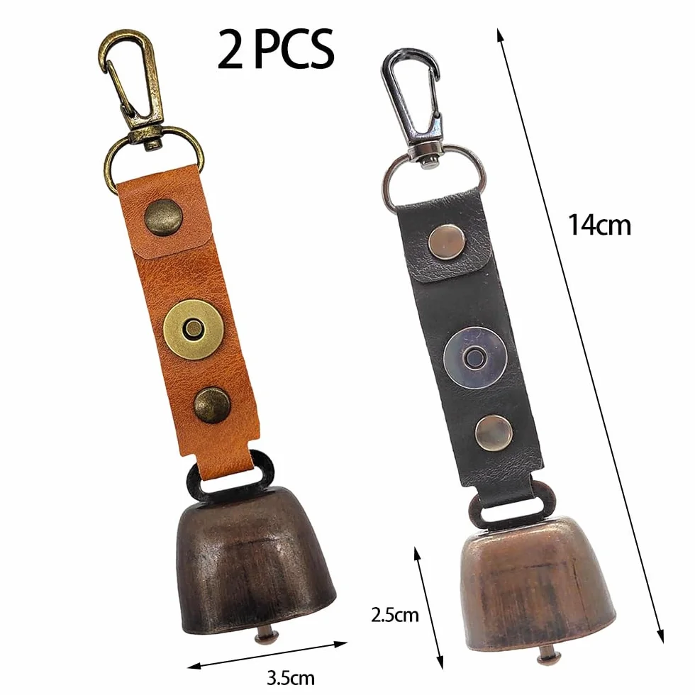 2 Pezzi Vintage Campanaccio Mucca Escursionismo Campana in Metallo Campanelli Dell'Orso per Escursioni All'aperto, Ciondoli per Zaini, Collane di Animali