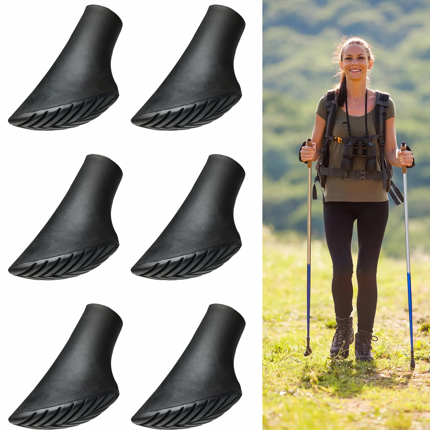 Gommini per Bastoncini Nordic Walking Universale, Accessori per Bastoncini da Trekking Professionali Tappi, Multiuso, Montagna, Nordic Walking, Sci Alpinismo