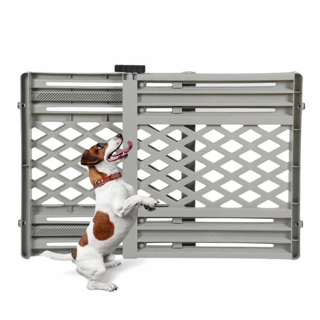 Acquaverde Cancelletto Estensibile per Cani e Gatti da Interno Plastica Grigia con Sistema di Chiusura 106x68,8x5 cm