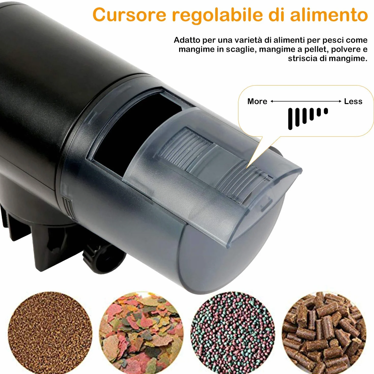 Mangiatoia Automatica per Acquario, Distributori di Cibo per Pesci Tartarughe con Display LCD, capacità di Serbatoio 200mL , Impostazione del Tempo di Mangime