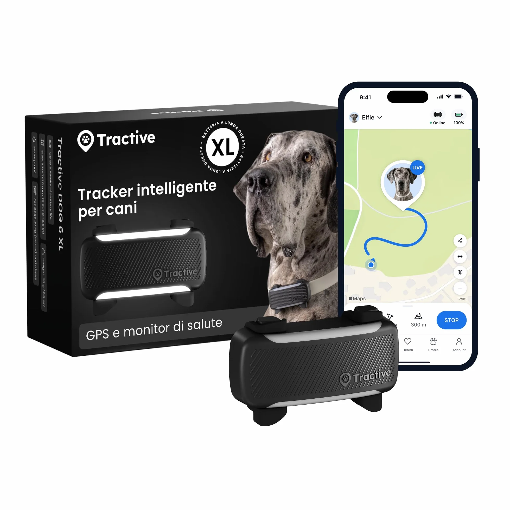 Tractive GPS Cane Intelligente XL (Nero)