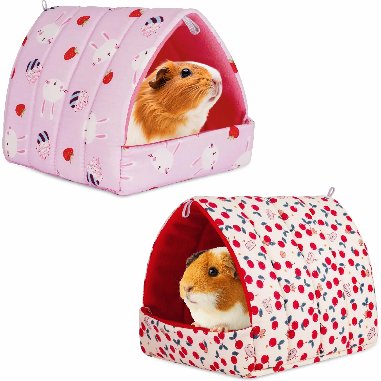 HOTUT Letto per porcellini d'India,2 pezzi Accogliente casetta per criceti e porcellini d'India,Cuccia per Conigli con Anello,Casa per piccoli animali domestic per conigli nani, cincillà, lucertola