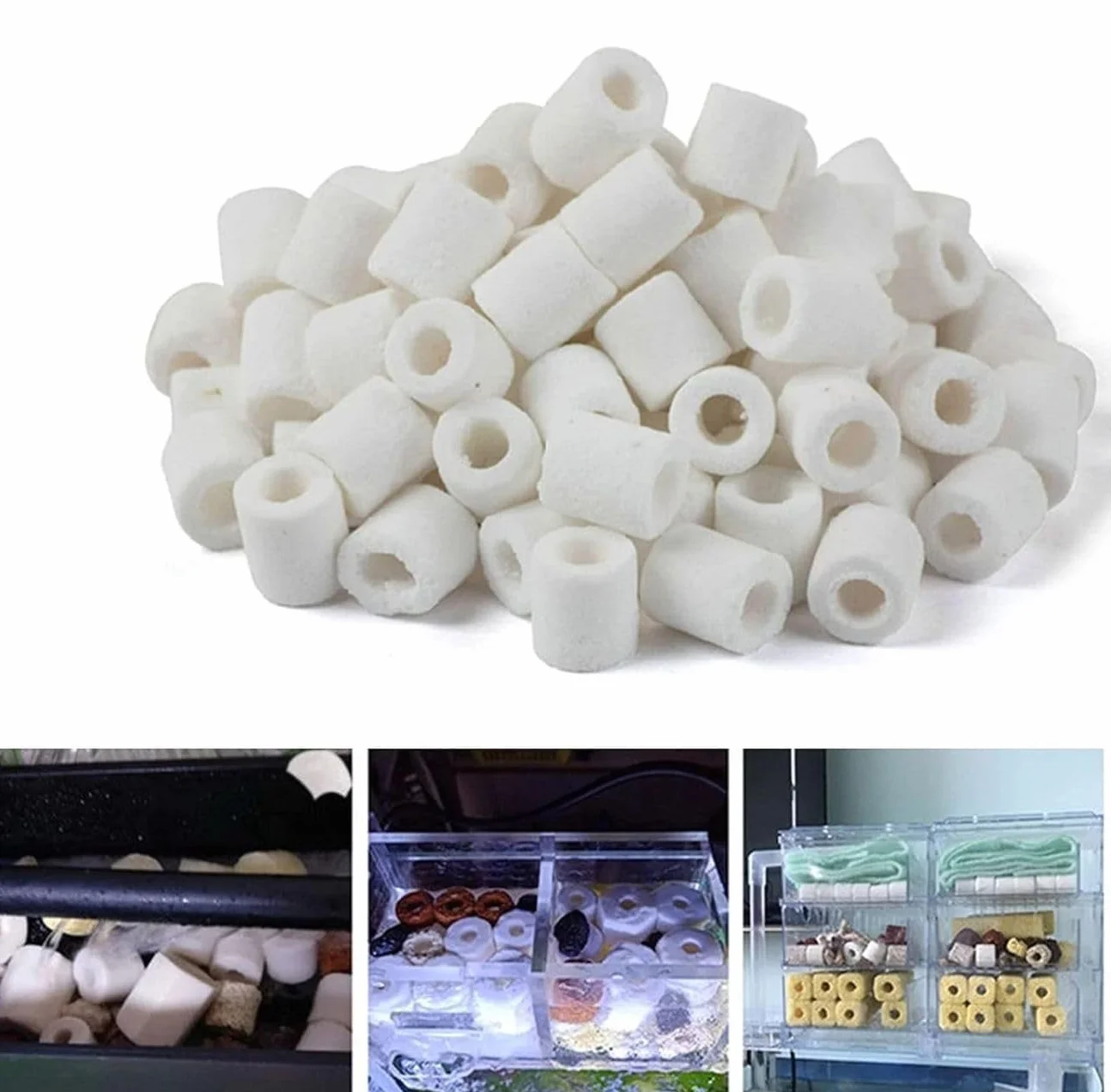 topolenashop Anelli Filtranti in Ceramica, Filtro Biologico per Acquari, 500GR in Sacchett, Tubetti di Ceramica Anelli Filtranti in Ceramica Biologica Cannolicchi Acquario Acqua Art.CR-500