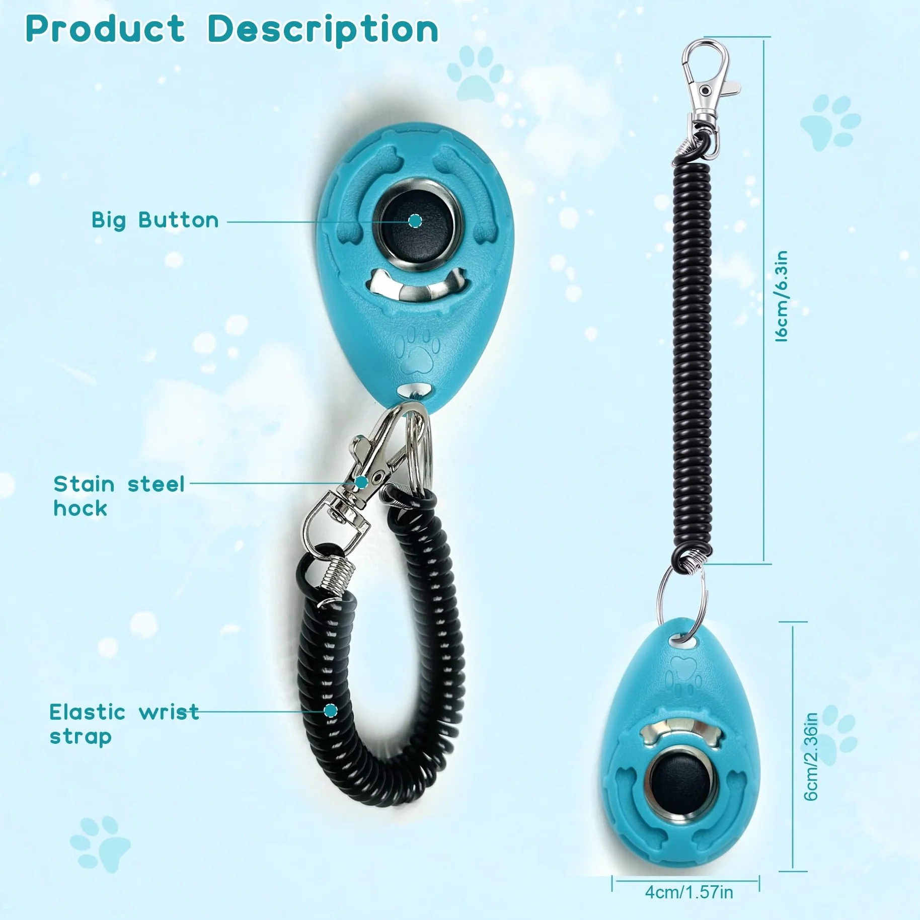 Newnewstar Pet Training clicker con Cinturino da Polso – Dog Training Clickers, New Black + Blue