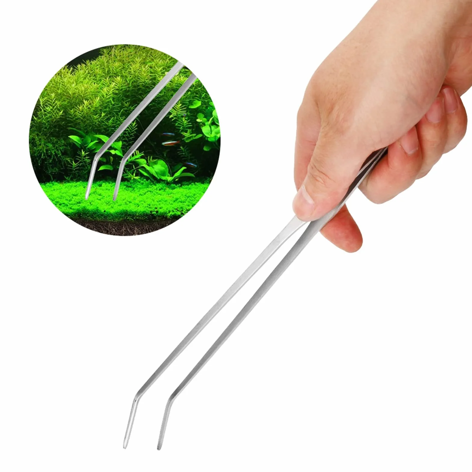 Acquario Aquascape Tools Kit 6w1 Antiruggine Acciaio Inox Pinzette Forbici Spatola