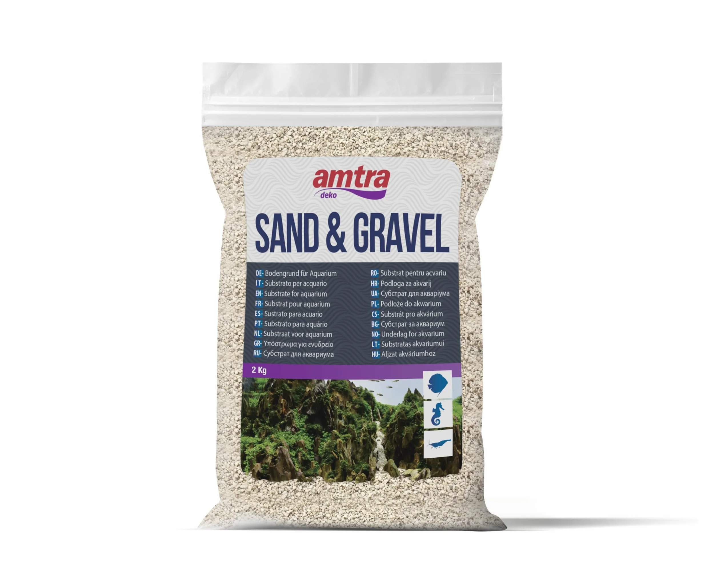 Amtra Quarzo bianco Avorio - Sabbia per acquari al quarzo bianco fine 1-3mm 2 KG