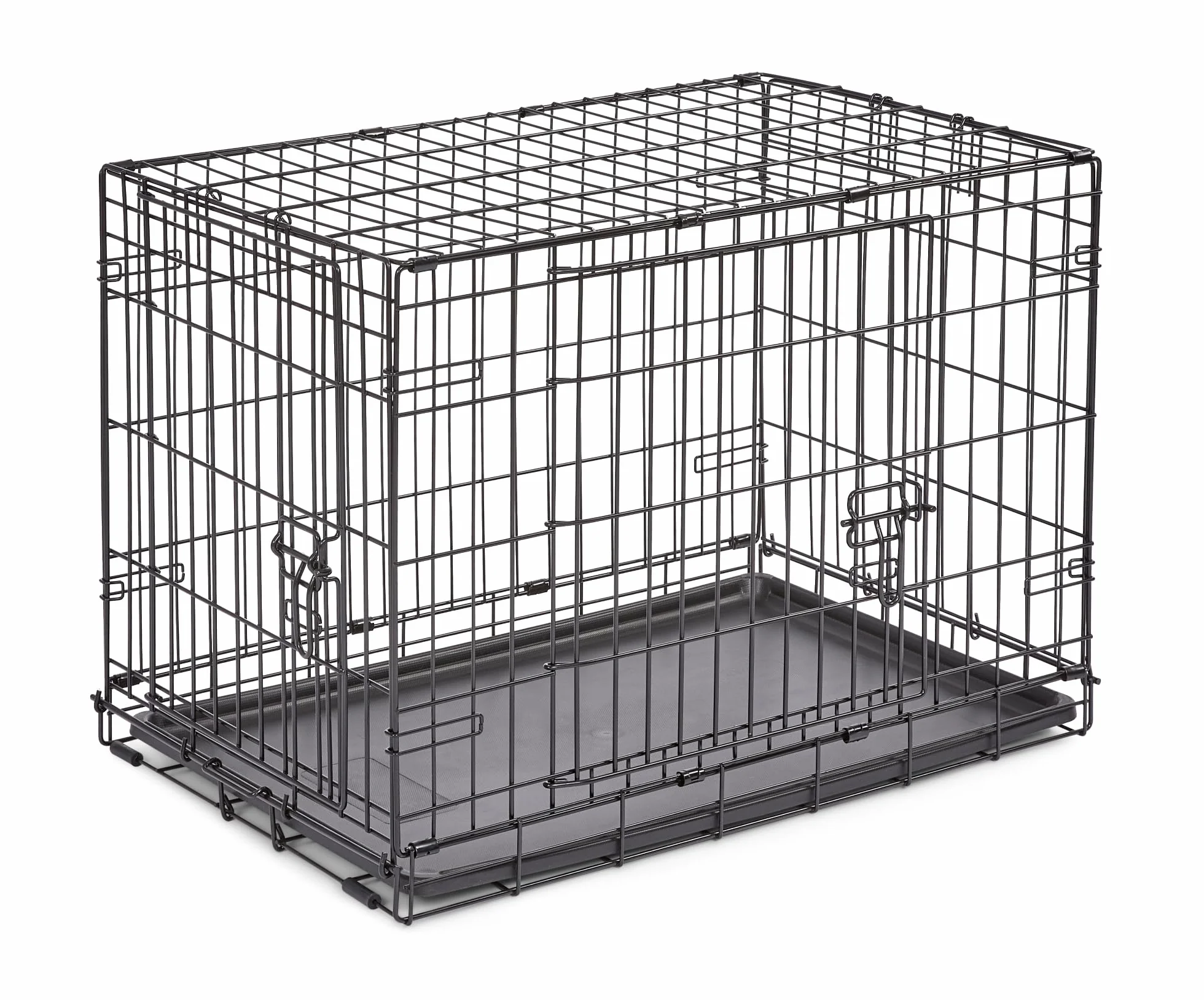 New World Gabbia per cani a doppia porta, pieghevole, in metallo, 76 cm, per una maggiore sicurezza, con vaschetta a prova di perdite, per razze di taglia media