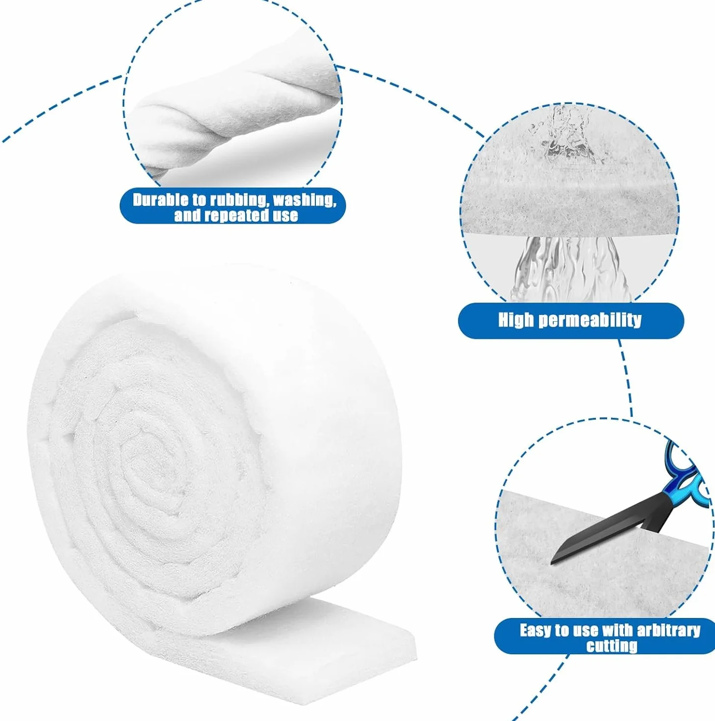 Spugna filtrante per acquario, 2 m di tampone filtrante per acquario, tampone filtrante biochimico ispessito,Schiuma filtrante per acquario di bacino