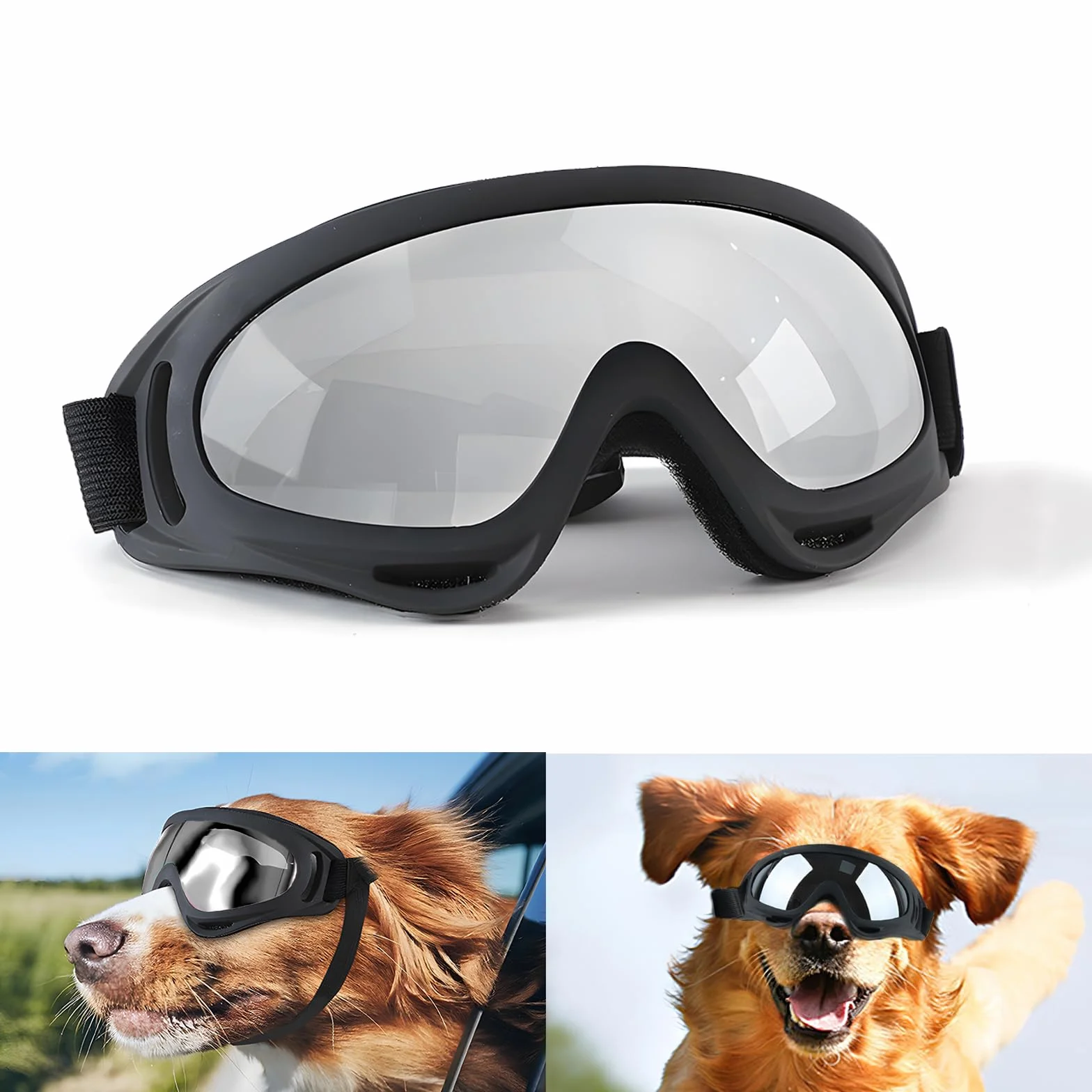 Occhiali da Sole per Cani Badaren Protettivi Uv, Occhiali per Animali Domestici Medio/Grande