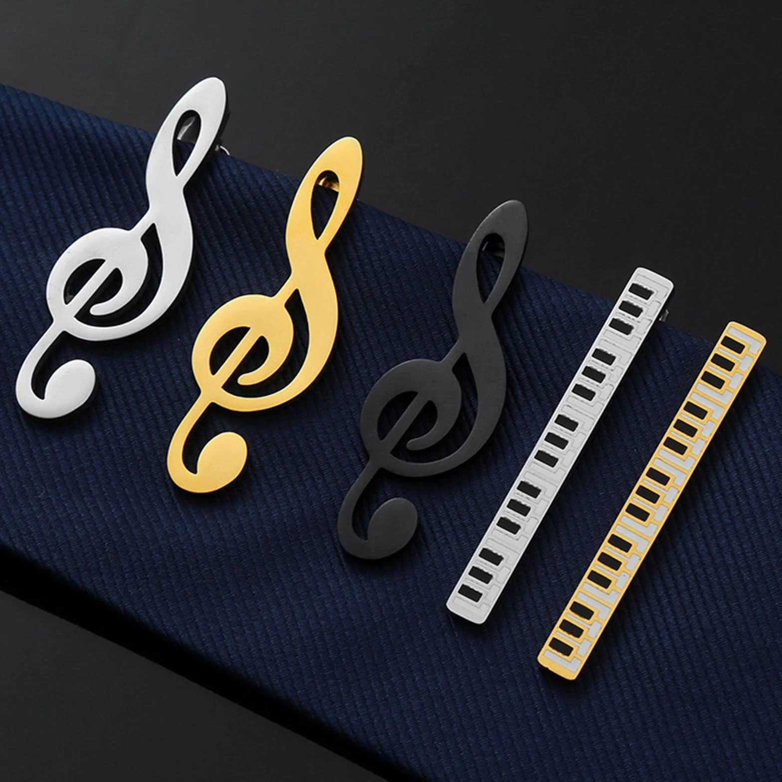 Creativo Metallo Chitarra Fermacravatta Strumento Nota Musicale Tie Pin Cravatta Fibbia Uomo