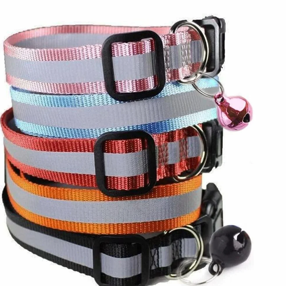 Collare per Gatto Riflettente con Campanella, Sicuro, Nylon, Colori Misti, Collare per Animale Domestico, Collare Rimovibile per Gatto (12)
