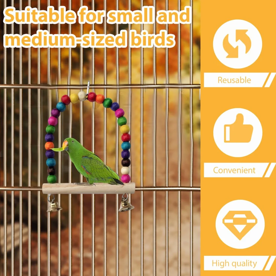 GXGM 2 Pezzi Set Giocattolo per Uccelli Gabbia Altalena Trespolo Ponte Arcobaleno per Pappagalli