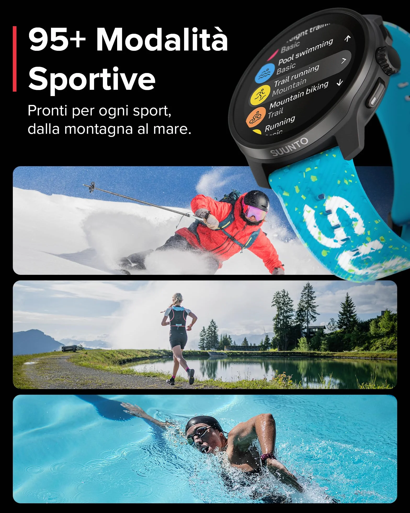 SUUNTO Race S Orologio Sportivo Donne Uomo, GPS Running Activity Tracker, Bi-Band GNSS, Offline Map, AMOLED Touch Schermo, Smartwatch Cardiofrequenzimetro Altimetro, 95+ Sports, Autonomia 13 Giorni
