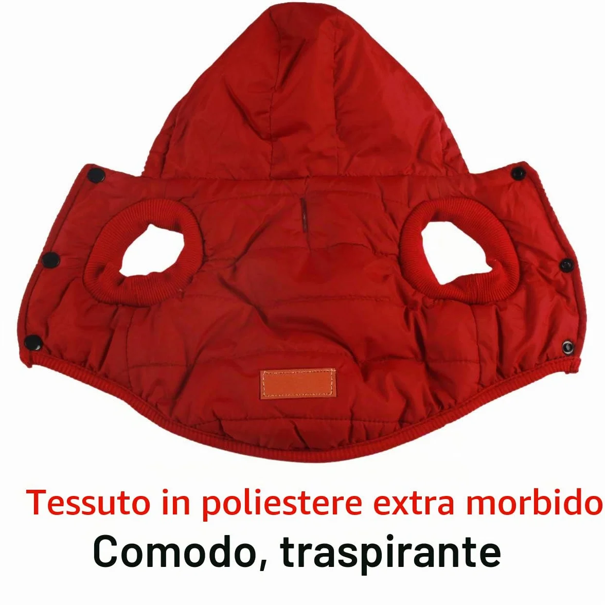 Cappottino invernale per cani con cappuccio foderato in pile rosso M