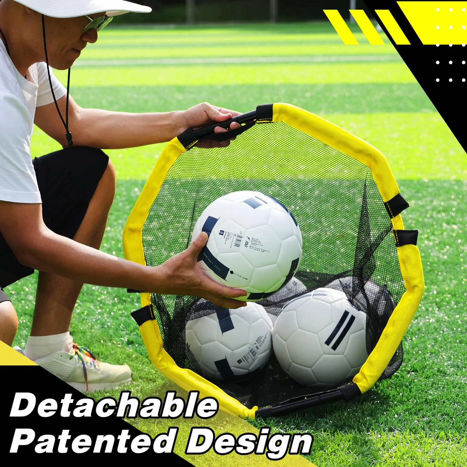 Happy Jump 3-in-1 Rete Bersaglio per Calcio, Attrezzatura da Allenamento Facile da Montare con Tubi in Metallo per Precisione di Tiro