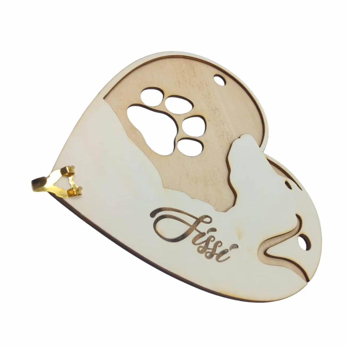 Porta guinzaglio in legno di pioppo o betulla 30x27 cm con incisione nome cane da parete