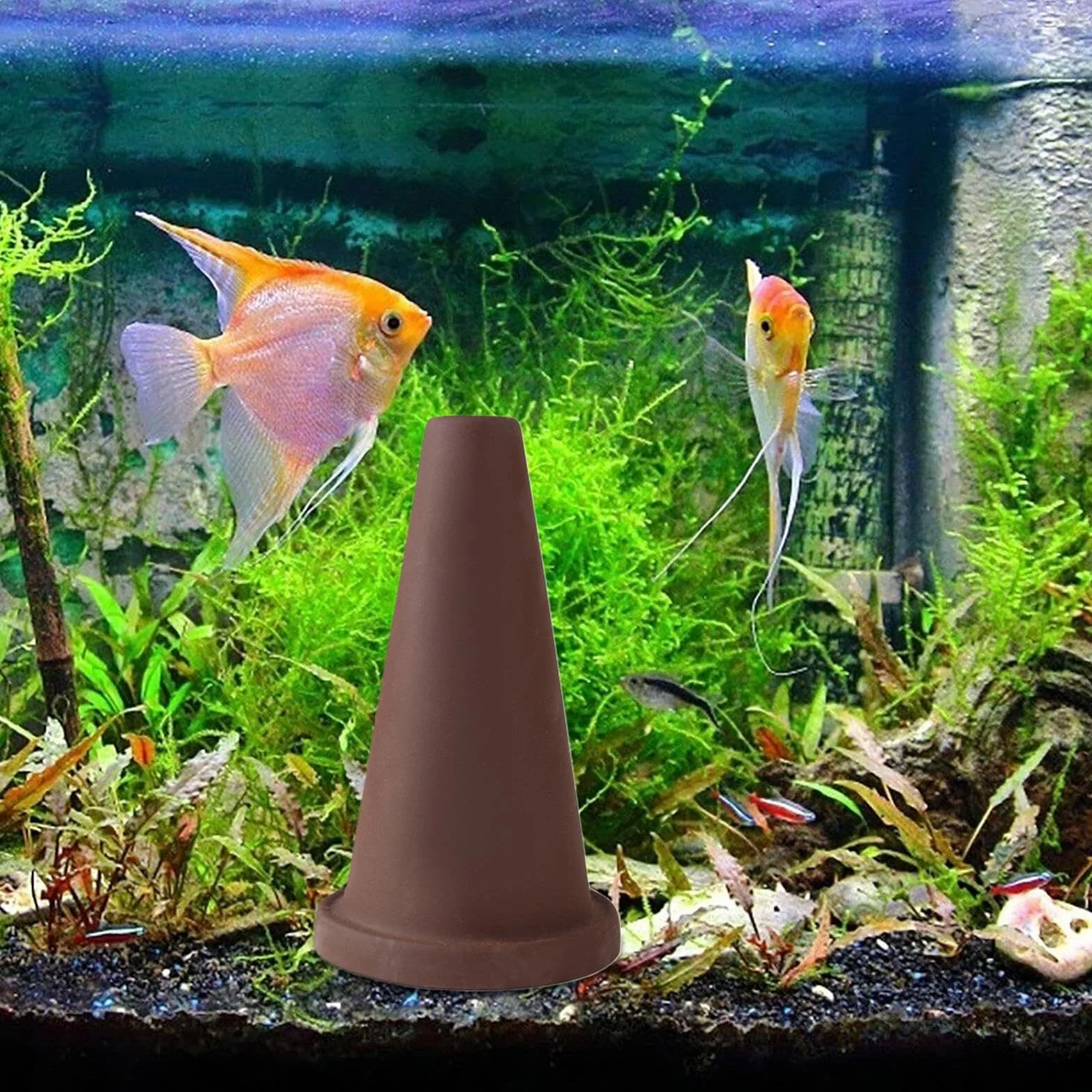 Cono di allevamento di argilla in ceramica - Grotta e ornamento per pesci d'acquario naturale | Rifugio per la deposizione delle uova dei discus per il armato | Accessorio decorativo in terracot