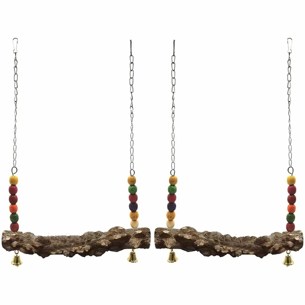 2 Pack Altalena per Uccelli di Pollo in Legno Naturale Altalena Giocattoli Altalena in Legno per Pulcino, Accessori per Pollaio Sicuro per Uccelli, Pappagalli