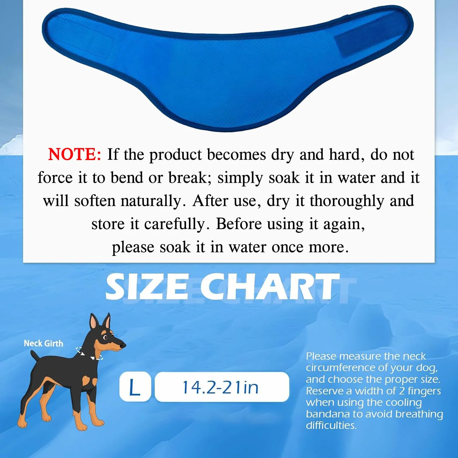 Raffreddamento Collare per Cani Traspirante Sciarpa Ghiaccio Blu L