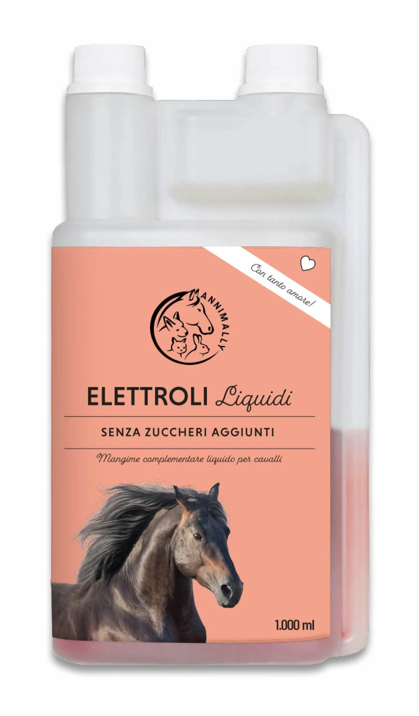 Elettroliti Liquidi per Cavalli 1000ml con Sodio, Potassio, Calcio, Magnesio e Vitamina B - Integratore Senza Zuccheri