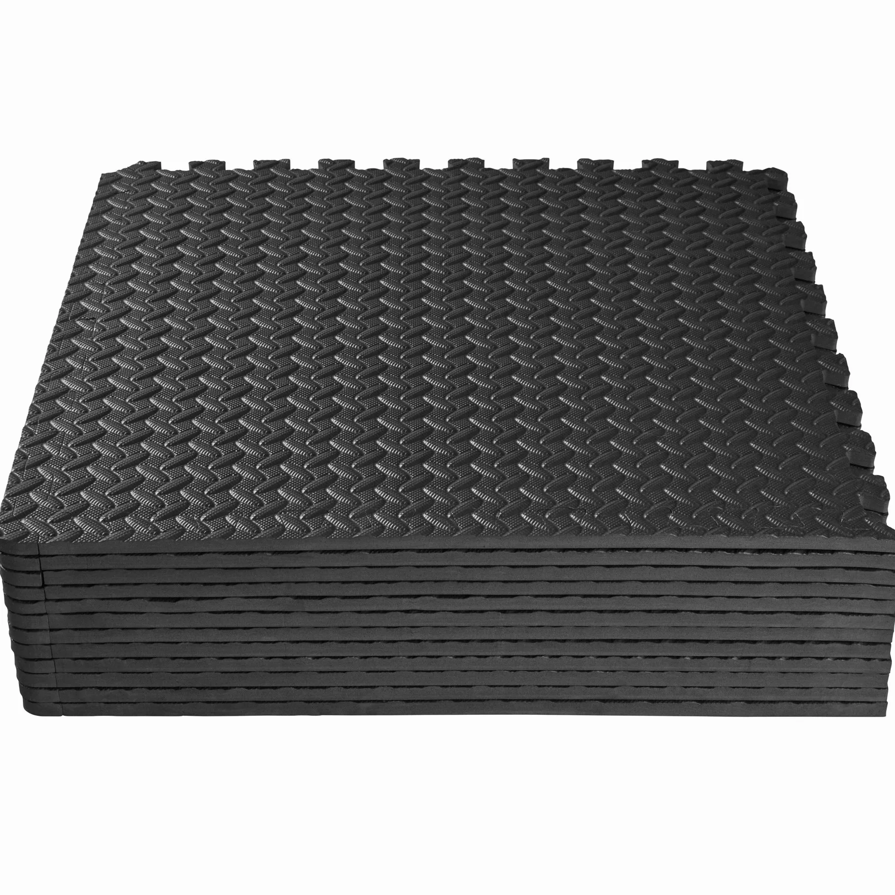 tectake® Set di tappetino palestra di protezione, 61x61 cm cad, tappetino yoga e pilates, EVA espansa, tappeto palestra impermeabili, termoisolanti, insonorizzanti, attrezzi palestra casa - Nero
