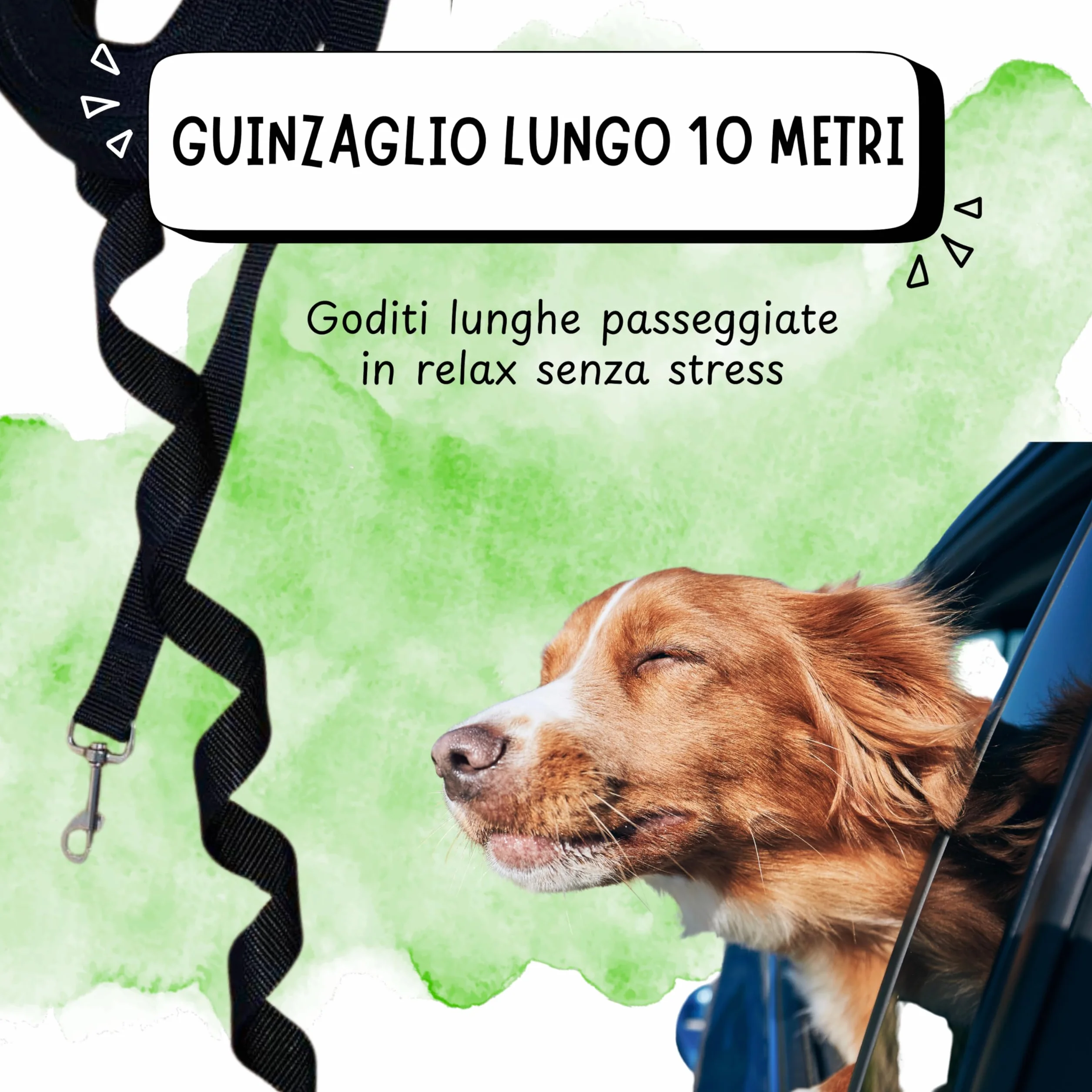 Lunghina Cane 10 Metri in Nylon Resistente – Guinzaglio Addestramento per Cani con Moschettone Girevole Antigroviglio - Nero