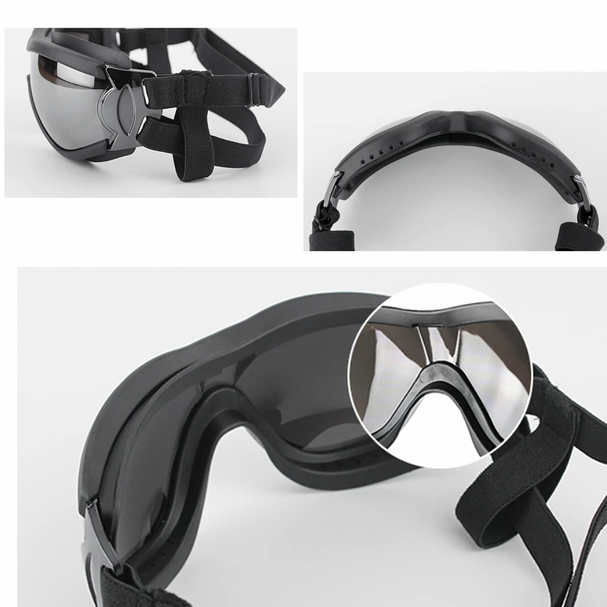 Occhiali per Cani, Occhiali Protettivi per Animali Domestici Resistenti Ai Raggi UV con Cinturino Elastico Regolabile Antivento Impermeabili (black1)
