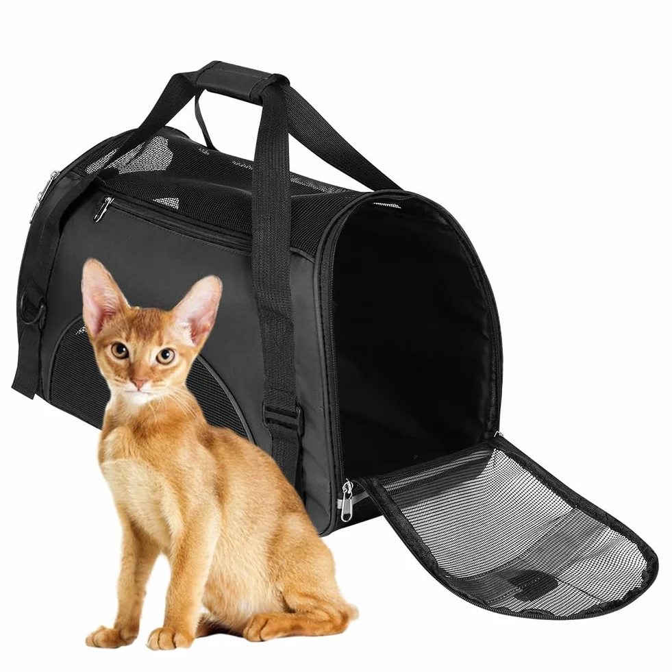 ITODA Trasportino da Viaggio per Cani, con Lati Morbidi e tappetini per Animali Domestici, in Tessuto Oxford Traspirante, Borsa da Viaggio, Portatile, espandibile, Pieghevole, 50x33x26cm