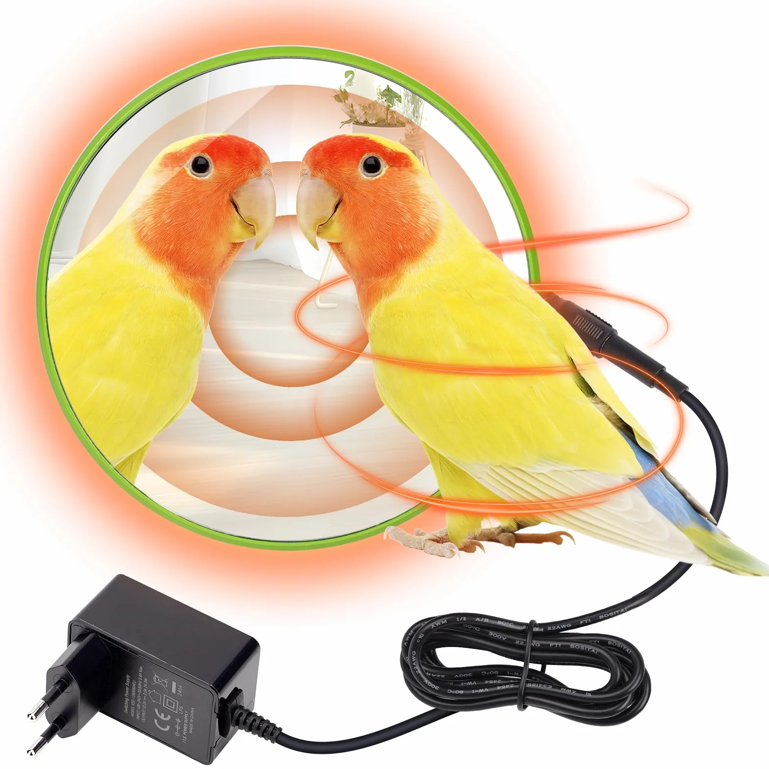 Riscaldatore Per Gabbia Per Uccelli Con Specchio, Riscaldamento Rapido Per Uccelli Da 18 W, Termostato Scaldapappagalli, Accessori Per Gabbie Per Uccelli Caldi Per Cacatua, Pappagalli, Verde
