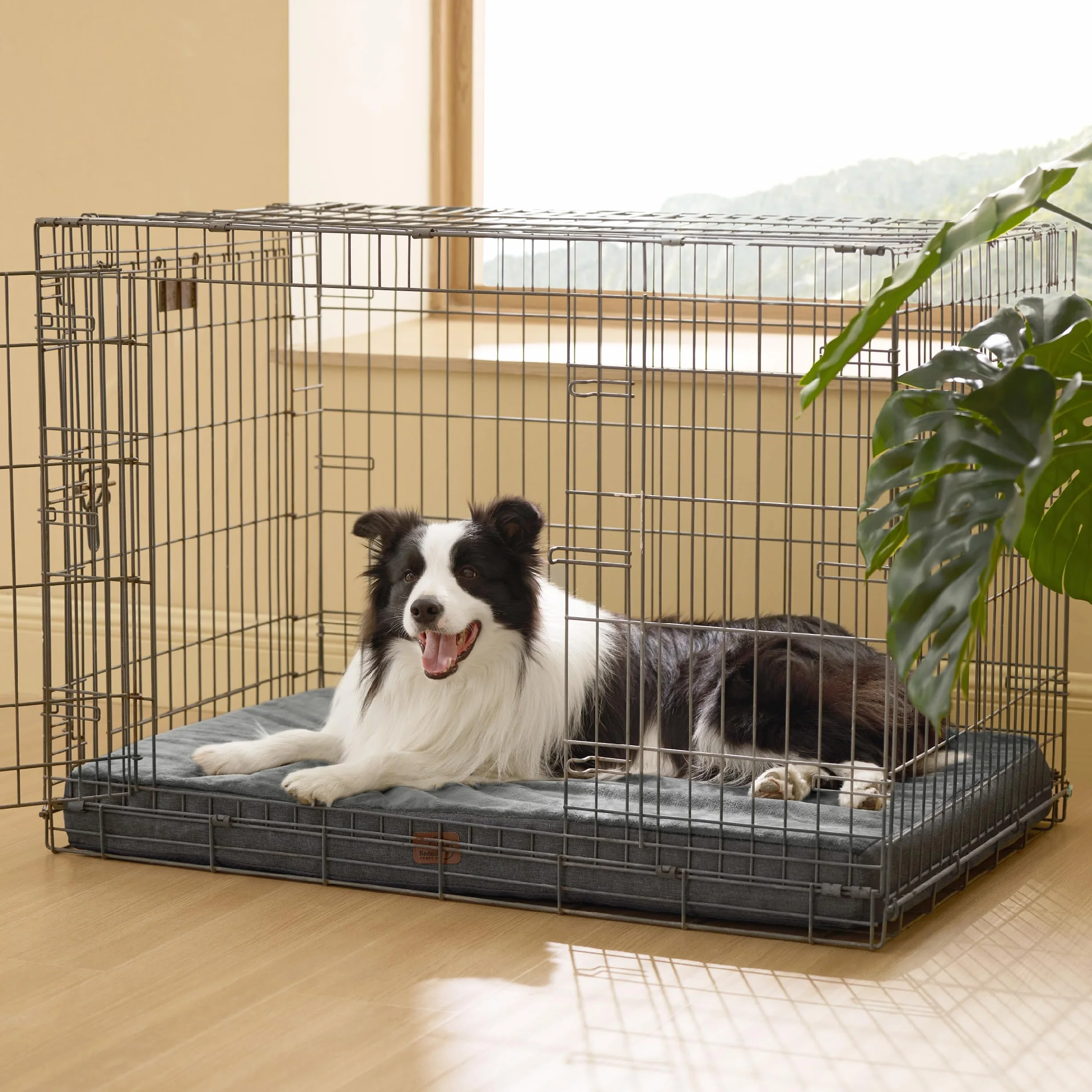 Bedsure Cuscino per cani in memory foam ortopedico, letto per cani interno lavabile antiscivolo, grigio 89x56x8 cm