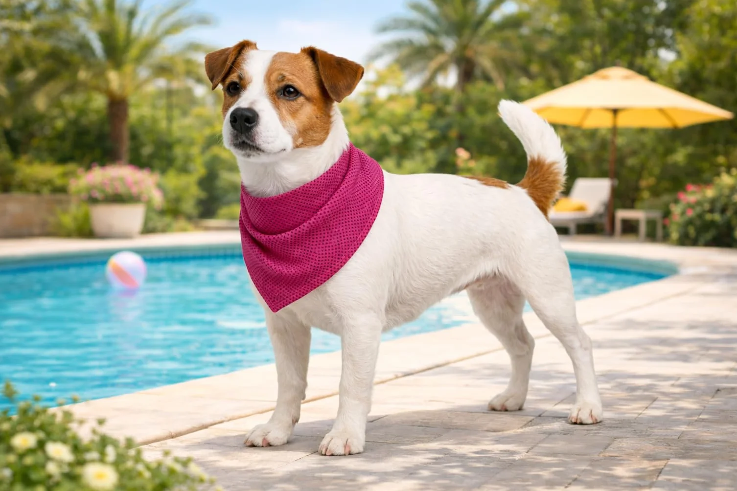 Bandana Rinfrescante Rosa S 52x22 cm Poliestere Traspirante 3 Strati Assorbente per Cane