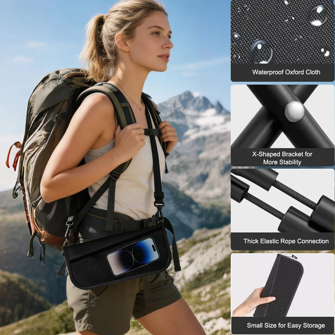 Sgabello Pieghevole Portatile con Cinghia e Borsa per Campeggio, Pesca, Viaggi