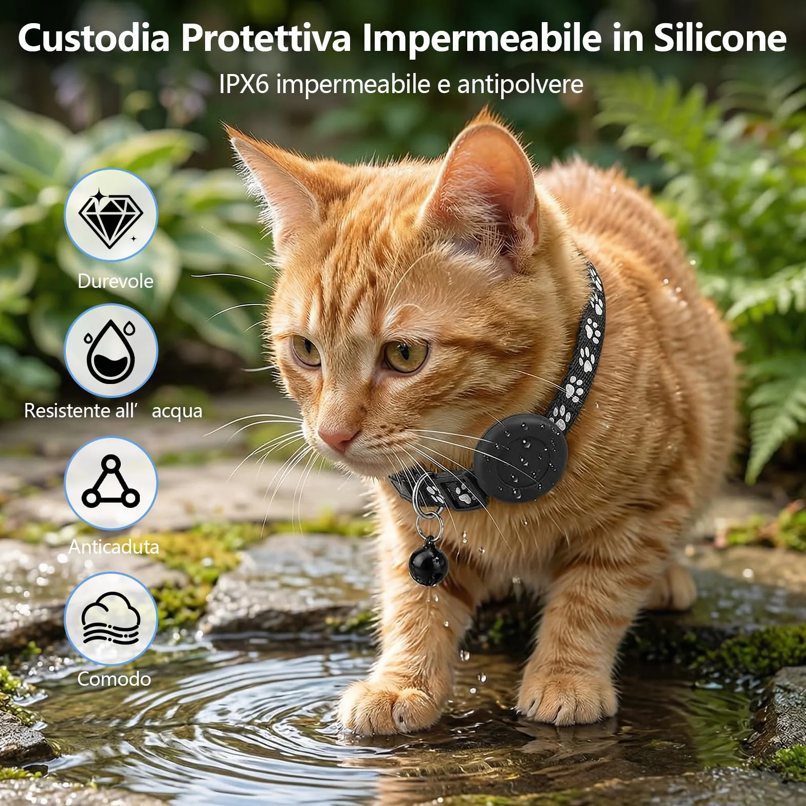 Collare GPS Gatto, Localizzatori GPS per Cani e Gatto, GPS per Cani Compatibile con iOS e Android, Nessun Abbonamento, Posizionamento Globale in Tempo Reale, per Animale Domestico, Impermeabile IPX6