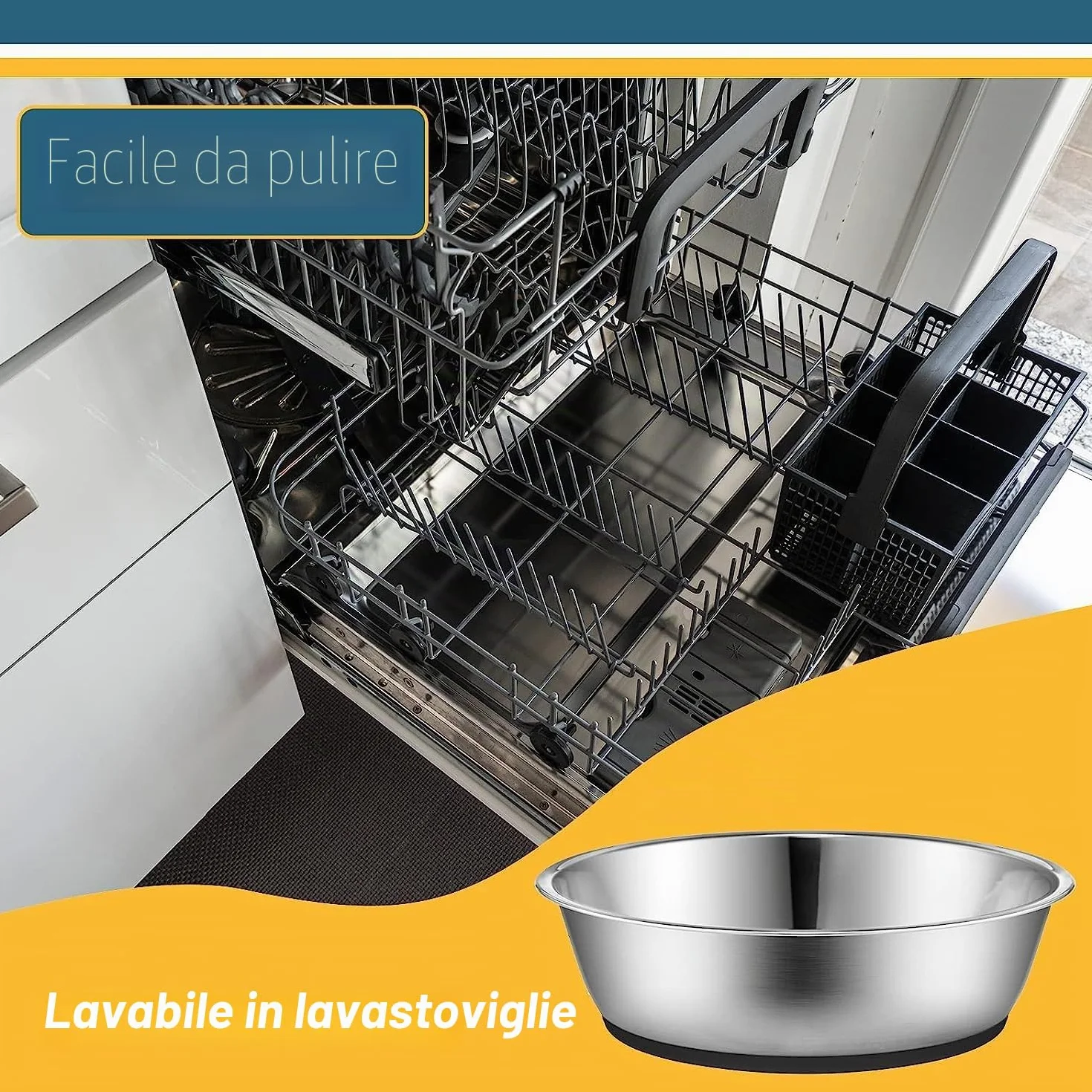 PEGGY11 Ciotole per Gatti in Acciaio Inossidabile, Fondo Antiscivolo, per Uso Alimentare, Senza BPA, Lavabili in Lavastoviglie, 430ML, 2 Pezzi