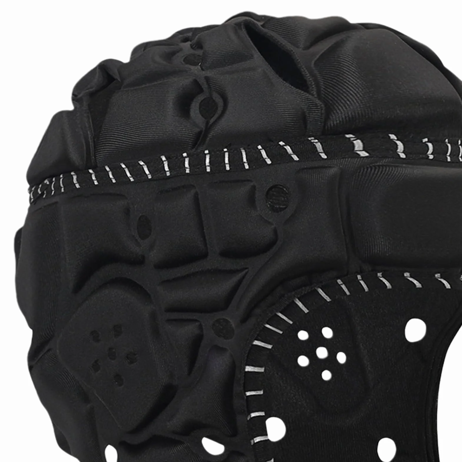 Casco da football imbottito regolabile riflettente copricapo protettivo calcio leggero confortevole