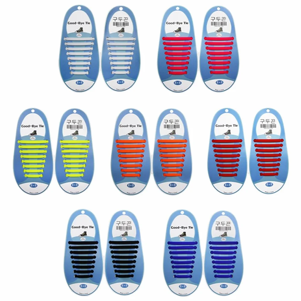 Lacci Elastici per Calzature 16 Pezzi Blu, Fibbie Fissaggio Senza Cravatta