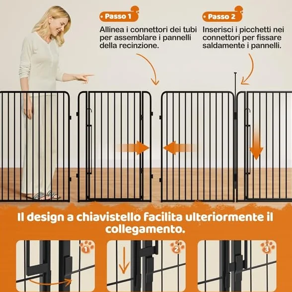 Yaheetech Recinto per Cani 6 Pannelli 100 cm Metallo Casa Giardino