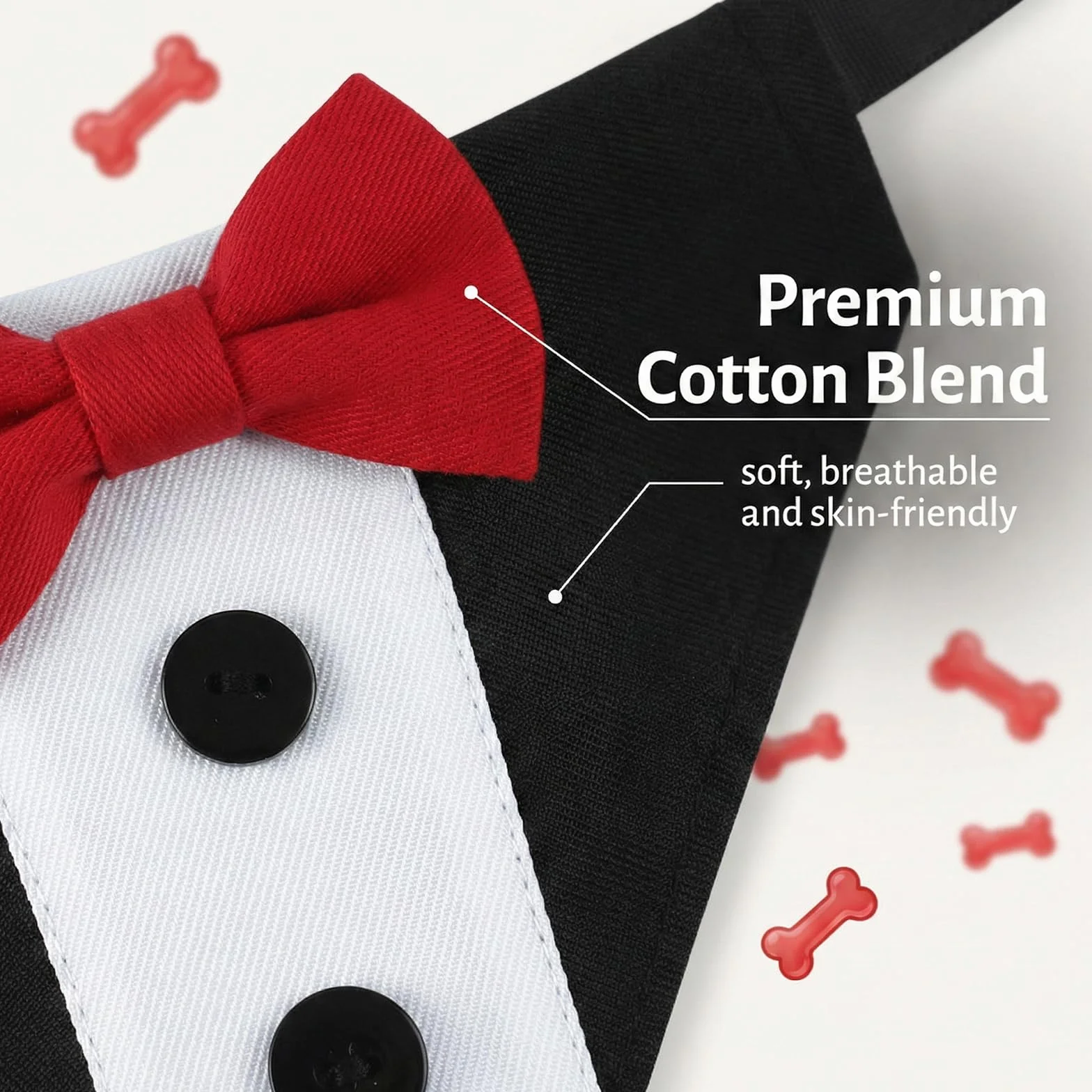 Bandana da Smoking per Cani Collare Matrimonio Formale Triangolare Medio Grande Rosso