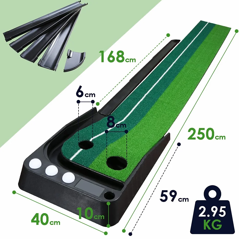 Golf Putting Trainer, Interni Esterni Golf Set sfera di ritorno automatico Putting Mat, Putting da Golf, portatile professionale Pratica Putting Green (3 Palline da Golf)