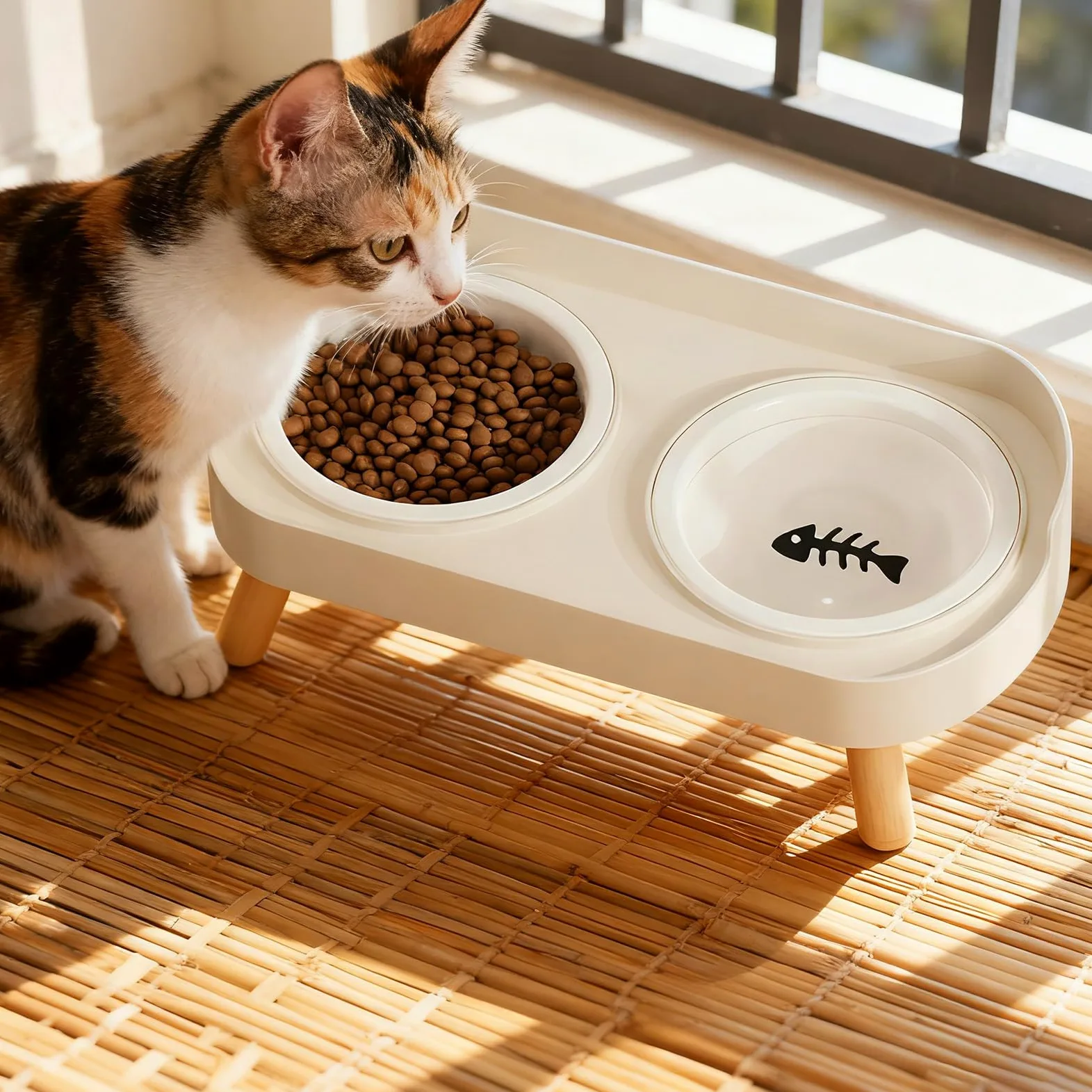rimovibile per gattini – mangiatoia inclinata lenta | Alimentatore per animali domestici con base sicura, ciotole per cuccioli con supporto base antiscivolo, stazione di alimentazione