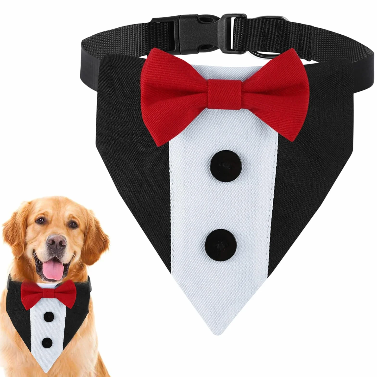 Bandana da Smoking per Cani Collare Bandana da Matrimonio Formale per Cani, Triangolare per Bandana, per Medio, Grande per Matrimoni, Feste, Compleanno, M, rosso