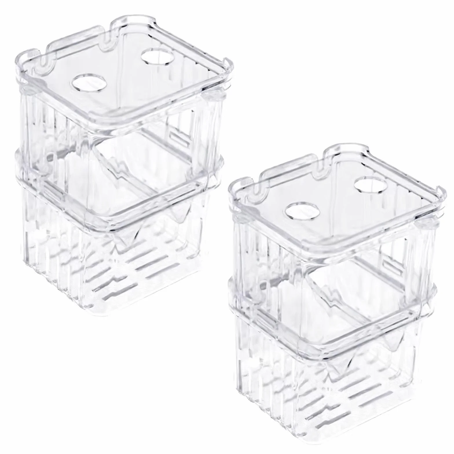 2 Pezzi di Serbatoio di Plastica Trasparente, Scatola da Cova di Pesce, Forniture per Animali Domestici, Scatola da Alimentazione dei Pesci.